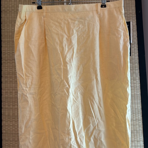 Signature by Jerell Linen-blend Yellow Long Pencil Skirt - Picture 2 of 13